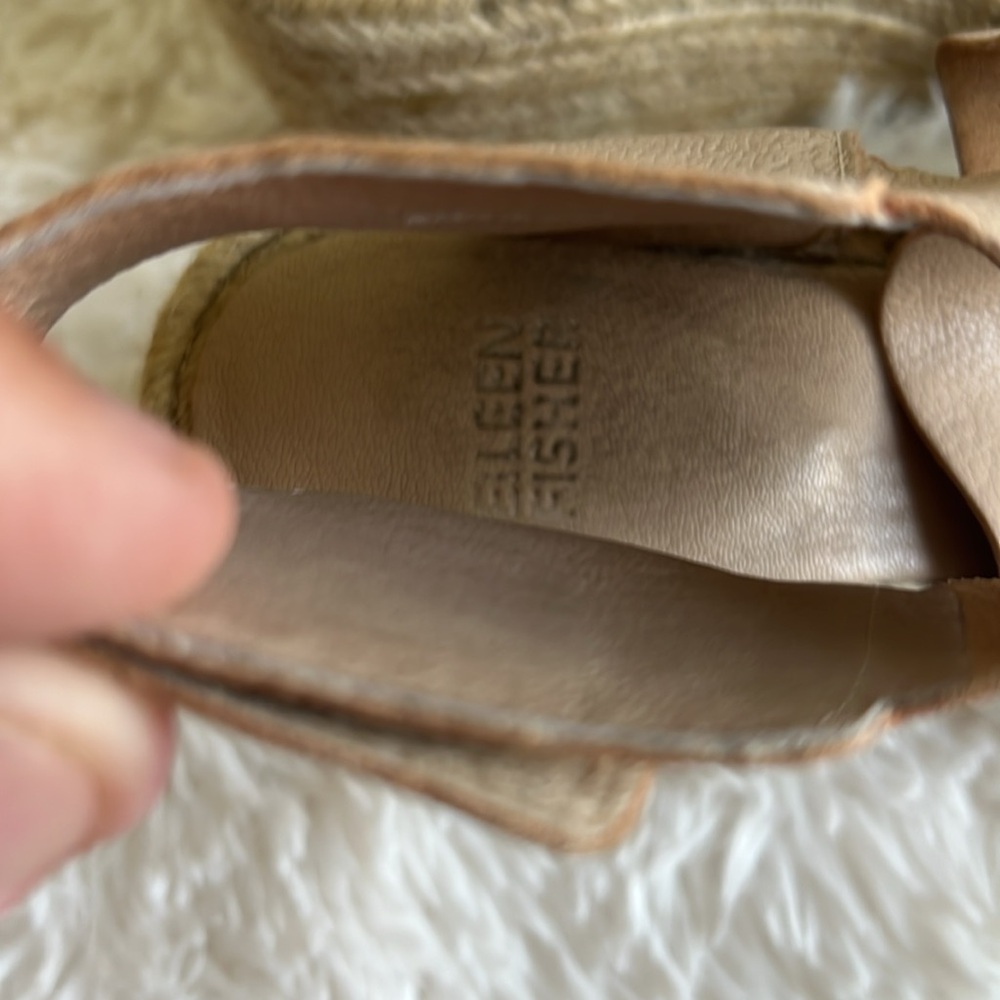 Eileen Fisher Willow 3 Espadrille Tumbled Leather Wedge Sandals Nude, sz 7.5 ♣️ - Picture 9 of 11